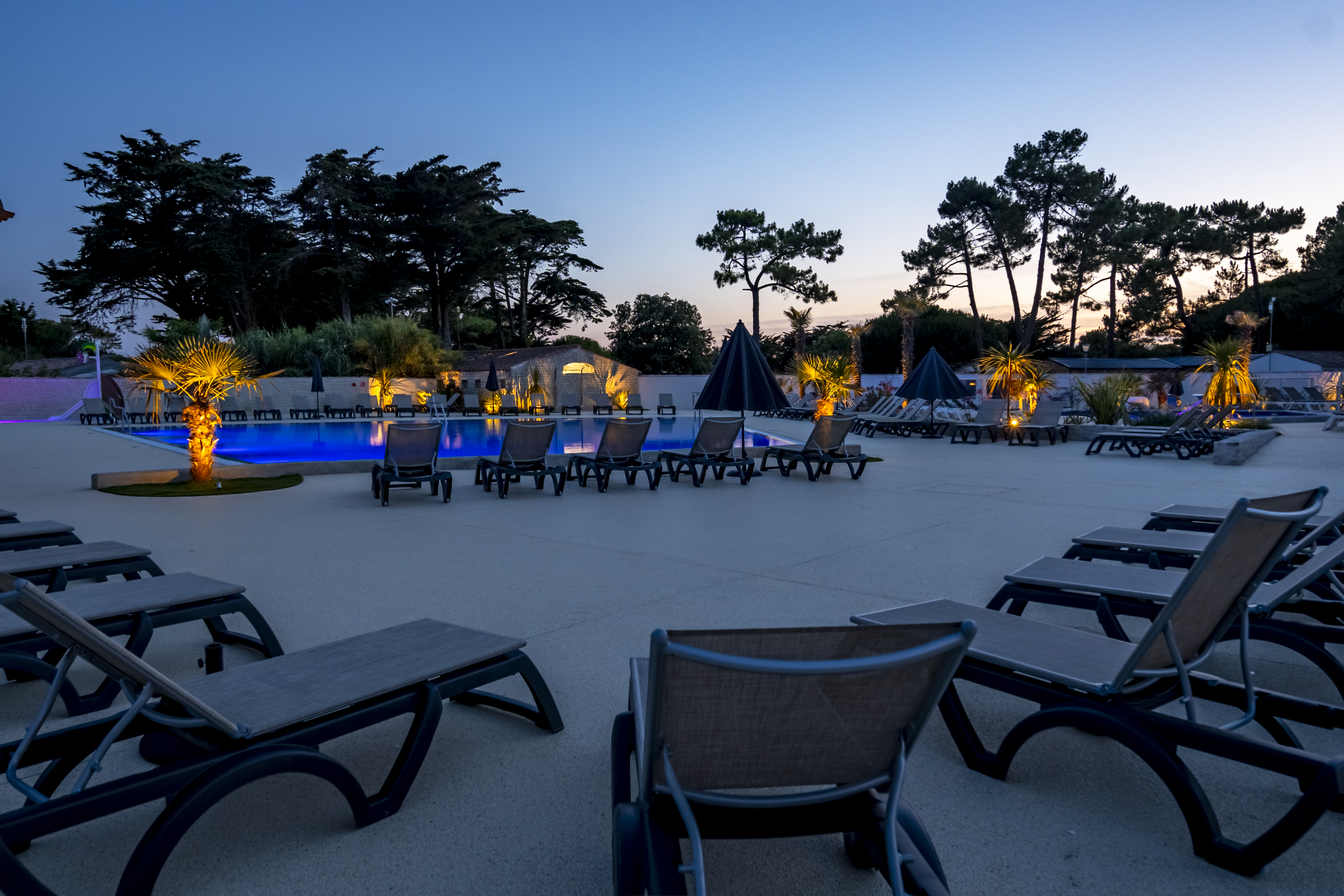 Espace aquatique de nuit hôtel Île de Ré